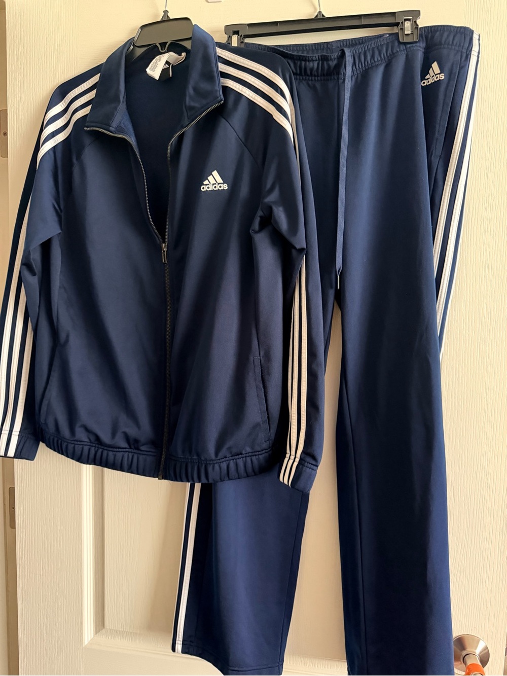 adidas Navy Track Jacket and Pants with White Stripes